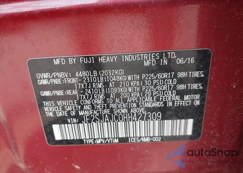 2017 Subaru Forester 2.5I Limited from USA, damaged, VIN JF2SJAJC0HH427309